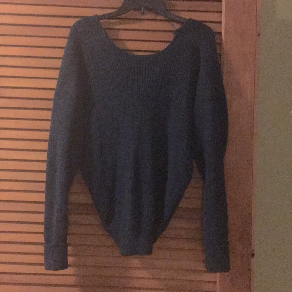 Teal/blue twist back sweater